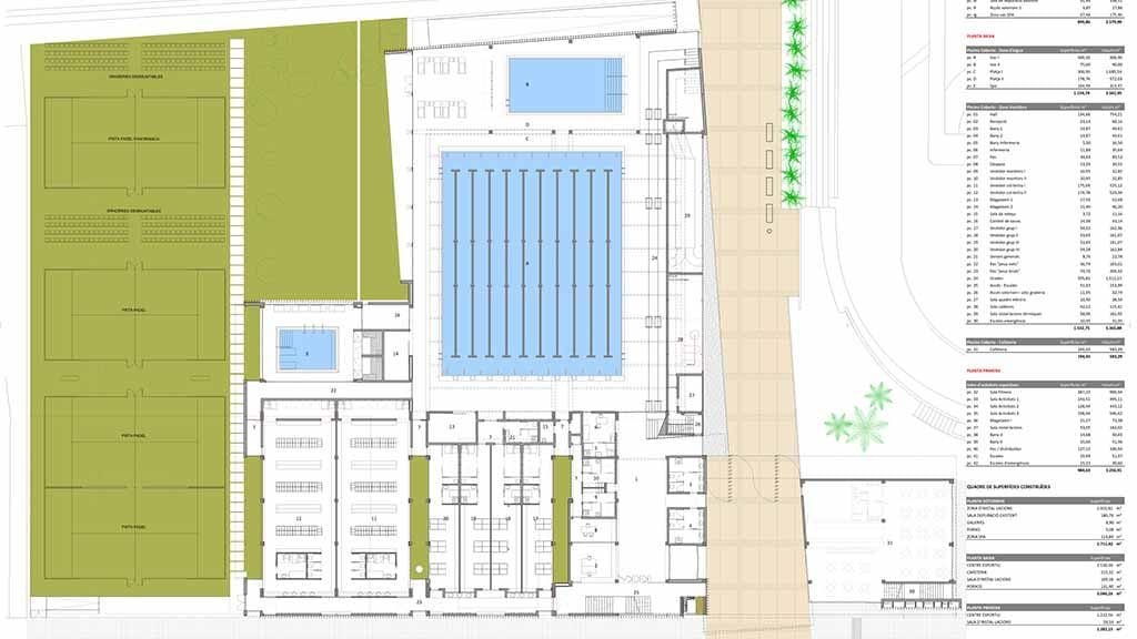 Plànol del projecte del complex esportiu de Tortosa / Cedida