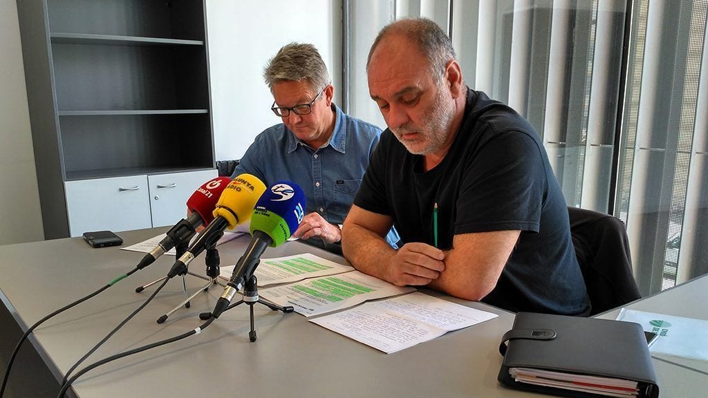 Els responsables d'UP a l'Ebre, Rafel Verdiell i Hilari Curto