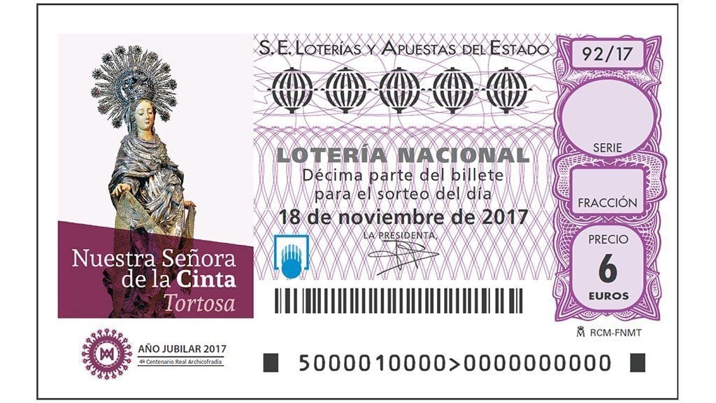 La imatge de la Mare de Déu de la Cinta, a un dècim de la loteria