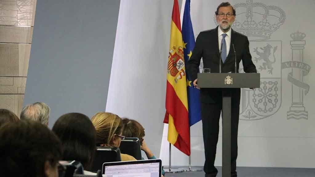 Mariano Rajoy, fent la declaració des de la Moncloa / ACN