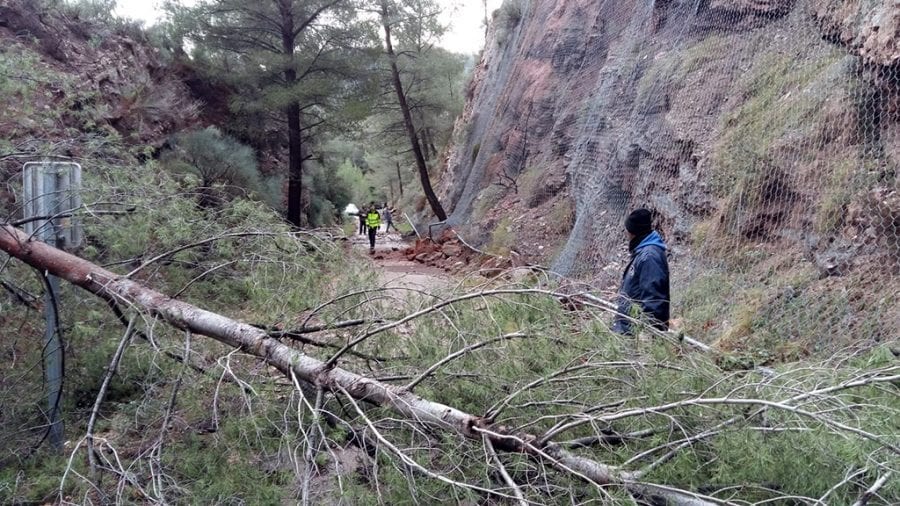 Tallada la circulació a la Via Verda de la Terra Alta pels danys provocats pel temporal