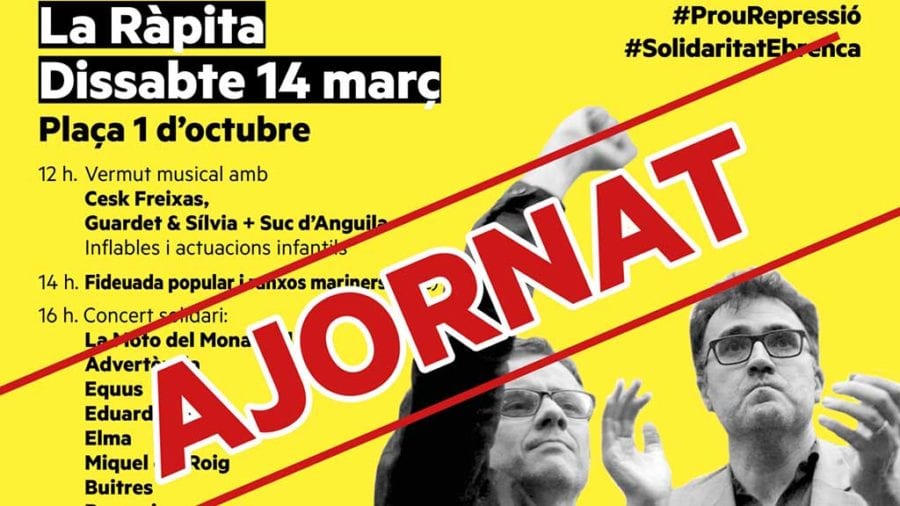 Ajornada la diada “L’Ebre, solidari contra la repressió” que s’havia de celebrar dissabte a la Ràpita
