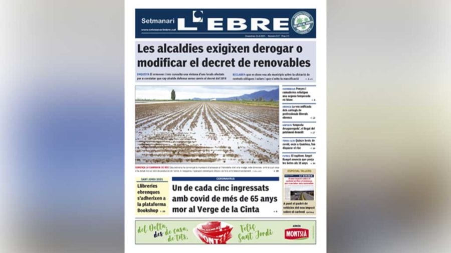 El clam dels alcaldes contra el decret de renovables, a la portada en paper del Setmanari L’EBRE