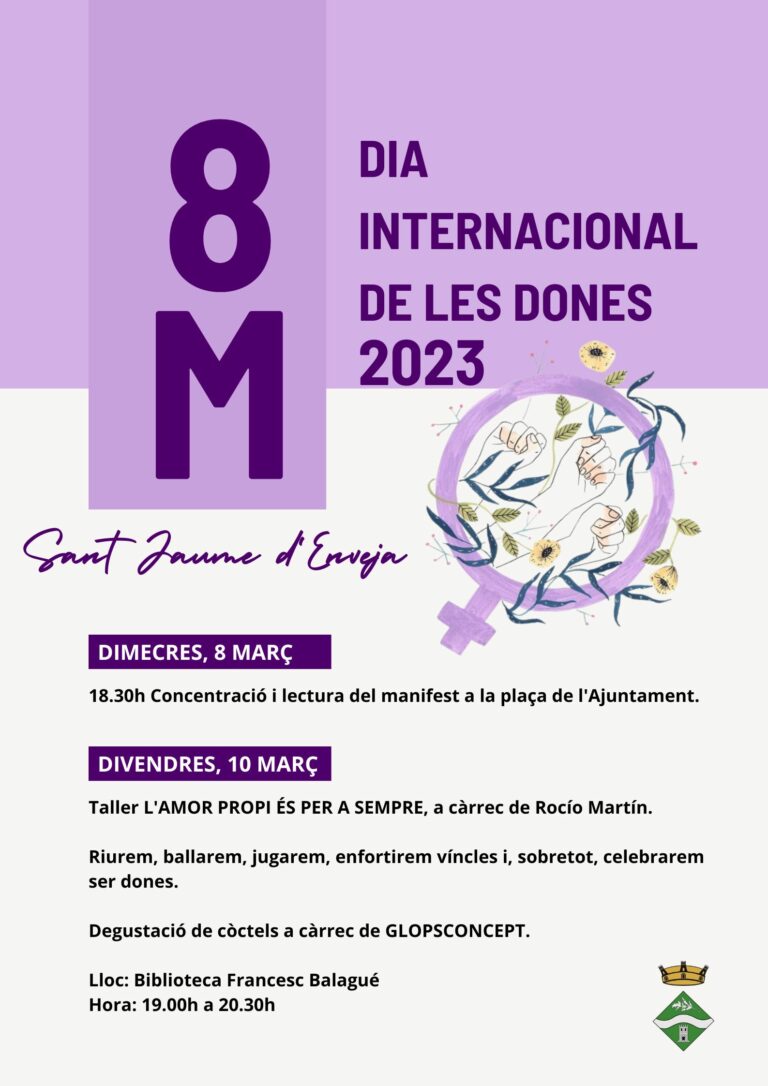 Lectura de manifest, taller i degustació de còctels serviran per a commemorar el 8M a Sant Jaume d’Enveja