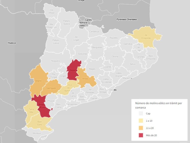 La Segarra i la Ribera d’Ebre concentren més de la meitat dels molins d’energia eòlica en tràmit