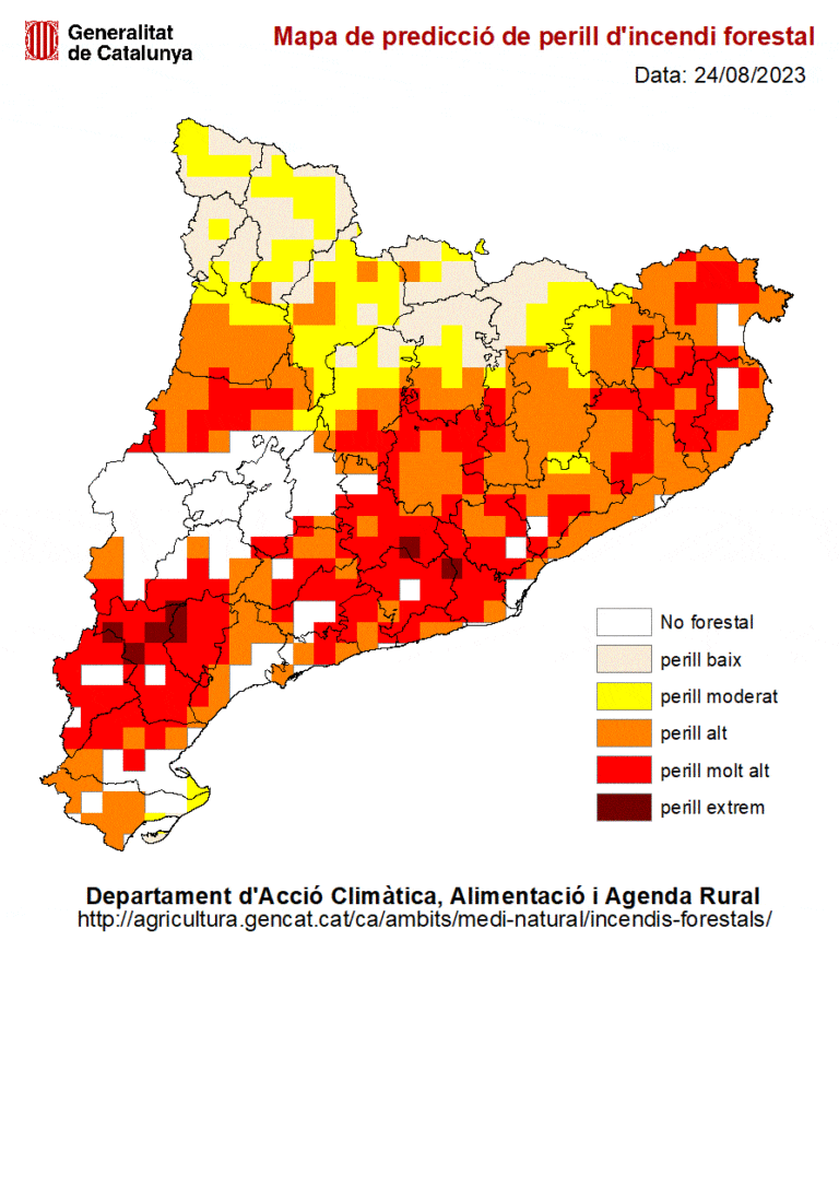 El Govern prorroga un dia més les mesures especials per l’elevat risc d’incendis