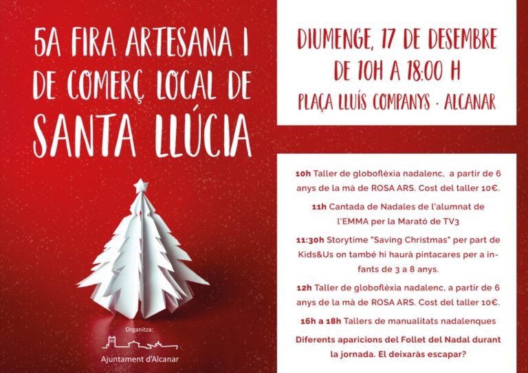 Aquest diumenge torna una nova edició de la Fira Artesana i de Comerç Local de Santa Llúcia d’Alcanar
