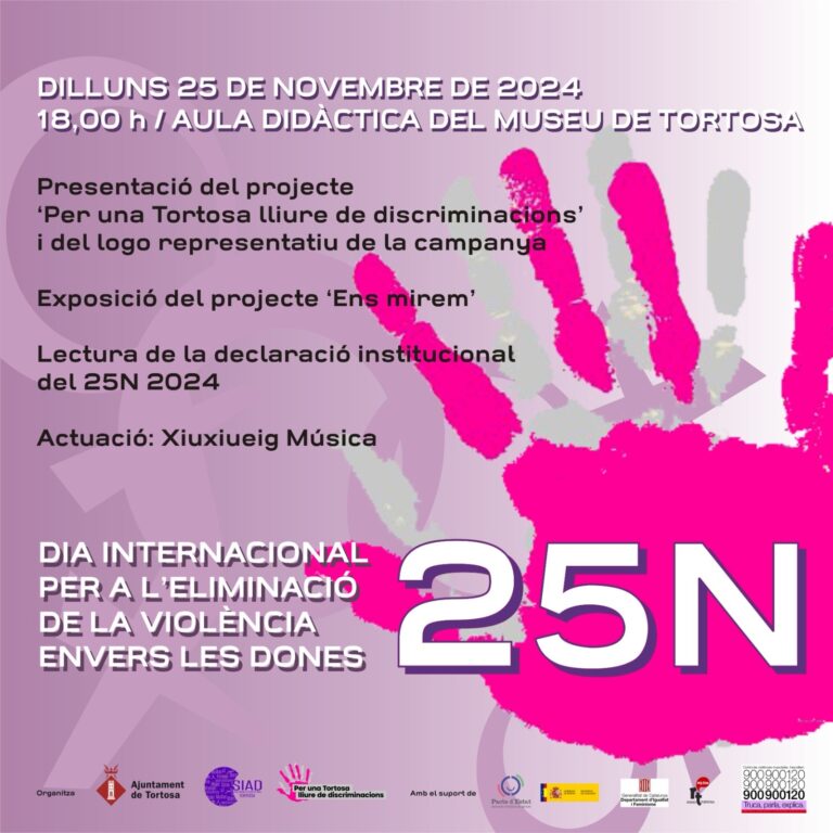 Tortosa engega el projecte ‘Per una Tortosa lliure de discriminacions’ coincidint amb el 25N