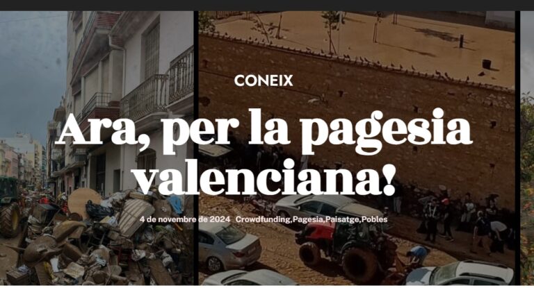 Unió de Pagesos obre una campanya de micromecenatge en suport a la pagesia valenciana afectada per la DANA