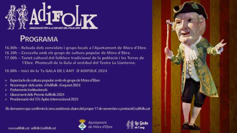 La 7a Gala de l’Any d’Adifolk convertirà el proper cap de setmana Móra d’Ebre en l’epicentre de la cultura popular