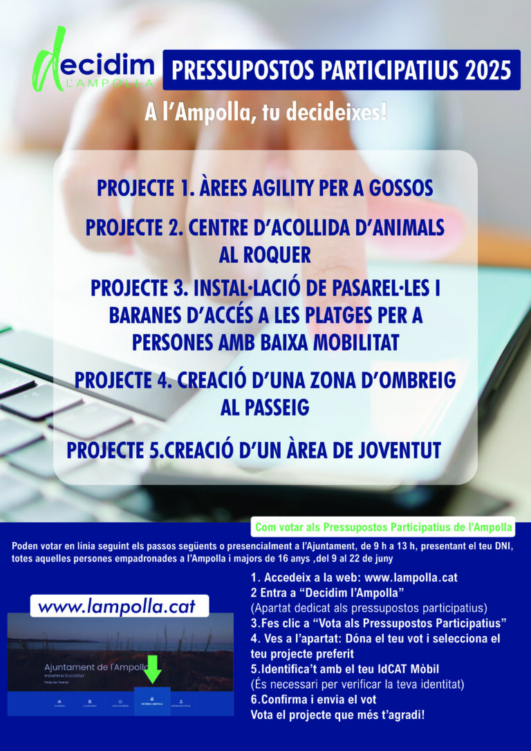 Els Pressupostos Participatius de l’Ampolla tenen cinc projectes damunt de la taula