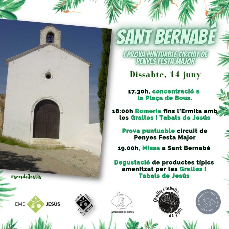 La romeria fins a l’Ermita de Sant Bernabé de Jesús formarà part del Circuit de Penyes de la Festa Major