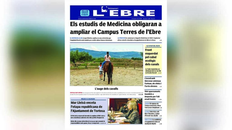L’ampliació del Campus de la URV i l’alcaldia republicana a Tortosa, a la portada del Setmanari l’Ebre
