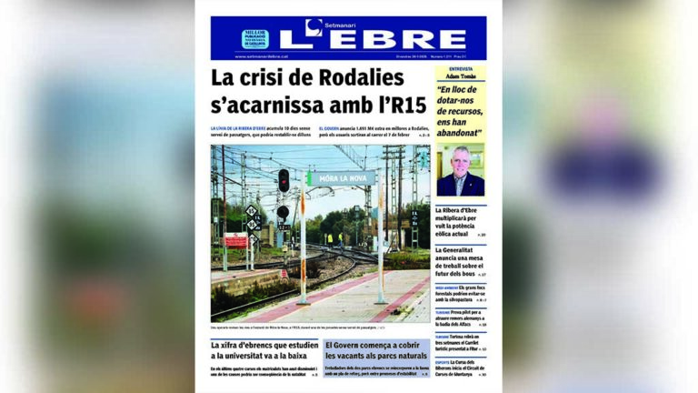 L’odissea ferroviària, a la portada en paper del Setmanari l’Ebre