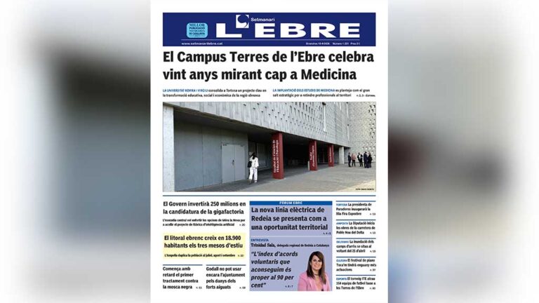 Els 20 anys del Campus Terres de l’Ebre de la URV i la nova línia elèctrica de Redeia, a la portada de l’edició en paper del Setmanari l’Ebre