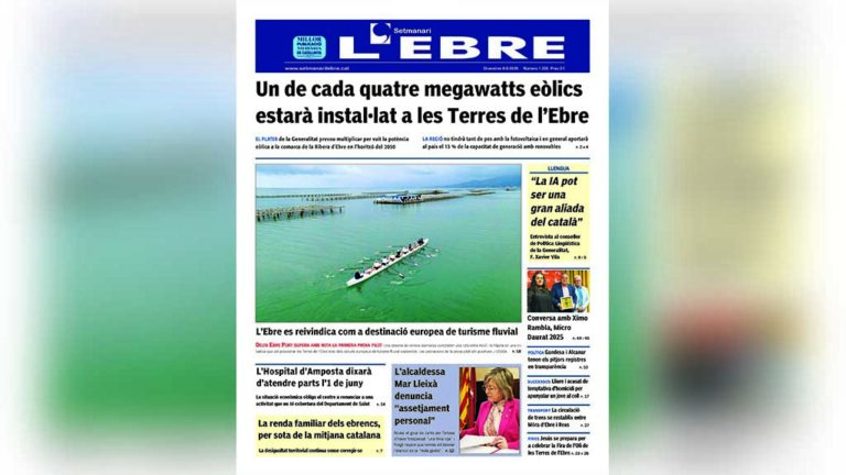 La producció d’energia de fons renovables prevista a les Terres de l’Ebre el 2050, a la portada de l’edició en paper del Setmanari l’Ebre