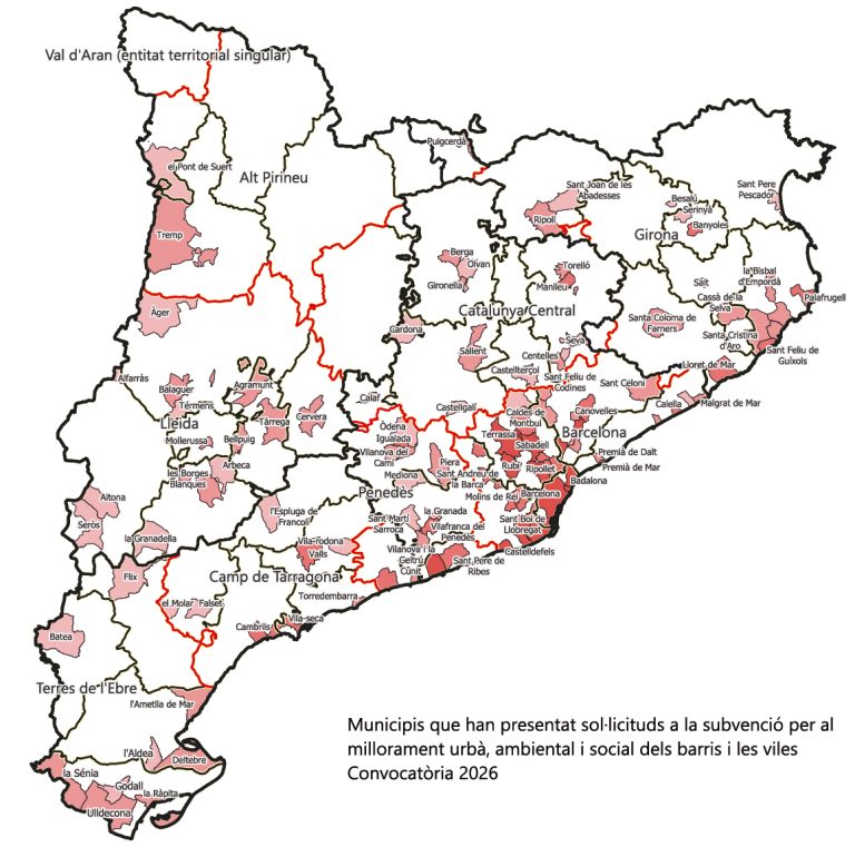 Nou municipis ebrencs presenten projectes a la segona convocatòria del Pla de Barris i Viles de Catalunya